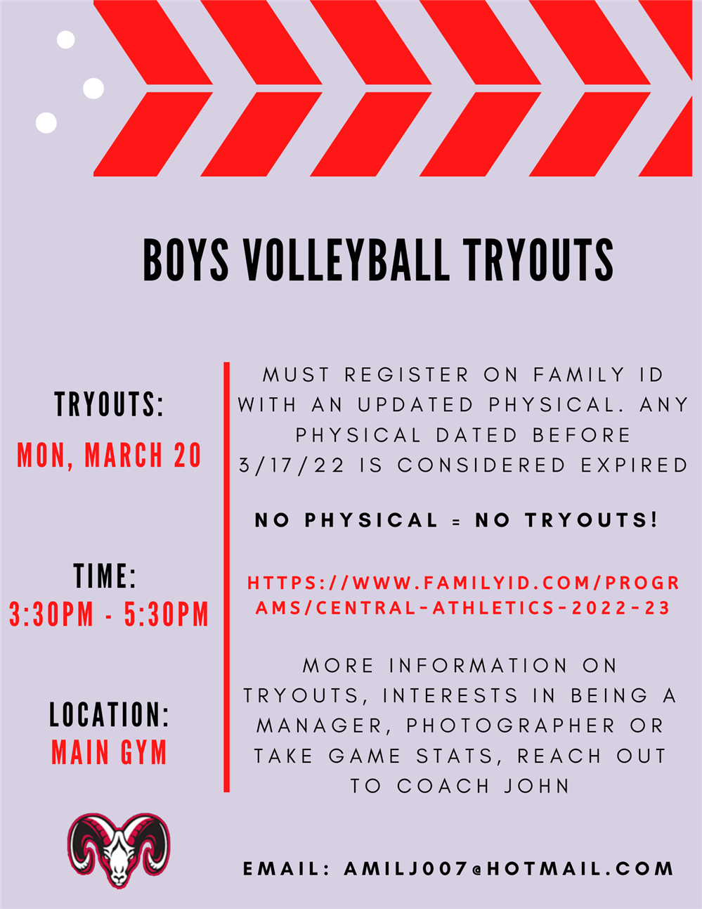 Boys Volleyball Tryouts 2023